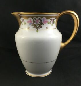 【送料無料】キッチン用品・食器・調理器具・陶器　??アンティークピッカード手描き中国ロシアの花パターンピッチャー?? Antique Pickard Hand Painted China RUSSIAN FLOWERS Pattern 7 3/4 Pitcher