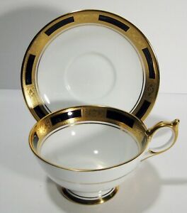 【送料無料】キッチン用品・食器・調理器具・陶器　カップ・ソーサーAYNSLEY_Empress Cobalt_Footed cup & saucer