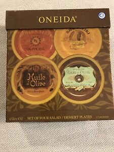 【貨物輸送無料】勝手もと装置・食器・膳立て物の具・瀬戸もの オニダオリーブオイルサラダデザートプレートセットOneida Olive Oils Salad / Dessert Plates - Set of 4 NEW!!