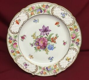 【送料無料】キッチン用品・食器・調理器具・陶器 シューマン皇后ドレスデン花ディナープレートドイツSchumann Empress Dresden Flowers 10 1/8 Dinner Plate #1 Germany|hokushin