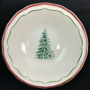【送料無料】キッチン用品・食器・調理器具・陶器 ノエルクリスマスツリーチャイナラージディナースープサラダシリアルボウルGien Filets Noel Christmas Tree China Large 6 5/8 Dinner Soup Salad Cereal Bowl|hokushin