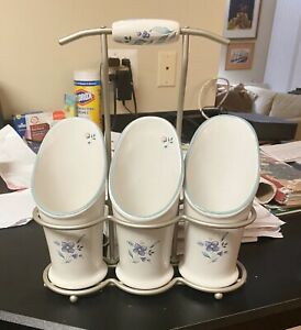 【送料無料】キッチン用品・食器・調理器具・陶器　月パターン花瓶、キャディ器具フラットウェアホルダーPfaltzgraff April pattern 3 vase with caddy utensil flatware holder