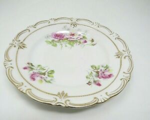 【送料無料】キッチン用品・食器・調理器具・陶器　ヴィンテージ手絵マルチカラーフローラルゴールドトリムセラミックプレートVintage hand Painting Multicolor Floral Gold Trim Ceramic Plate