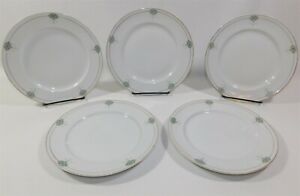 【送料無料】キッチン用品・食器・調理器具・陶器　アールデコヌーボーグリーンゴールド名古屋日本ランチプレートアンティーク5 Art Deco Nouveau Green Gold N & Co Nagoya Nippon Lunch Plates 7.75 Antique