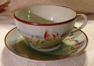 【送料無料】キッチン用品・食器・調理器具・陶器 アンティーク手描き日本カップとソーサーAntique E-OH Handpainted Nippon Cup and Saucer|hokushin
