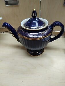 【送料無料】キッチン用品・食器・調理器具・陶器　ホール中国ロサンゼルスシェイプコバルトとゴールドティーポットHall China Los Angeles Shape Cobalt And Gold Teapot GUC
