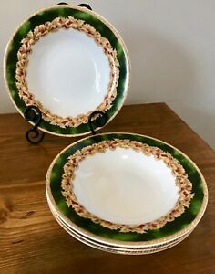 【送料無料】キッチン用品・食器・調理器具・陶器　アメリカのアトリエセットリムスープボウルグリーンマーブルベリークリスマスAmerican Atelier NOEL Set of 4 Rimmed Soup Bowls Green Marble Berries Christmas 21,158円