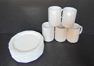 【送料無料】キッチン用品・食器・調理器具・陶器　ローゼンタール大陸ポリゴンカップソーサーホワイト磁器ドイツROSENTHAL CONTINENTAL POLYGON - 5 CUPS & SAUCERS - WHITE PORCELAIN - GERMANY