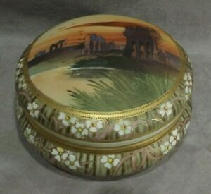 手数料安い 送料無料 キッチン用品 食器 調理器具 陶器 日本廃墟手塗装インチパウダーボックスnippon Ruins Hand Painted 7 Powder Box 開店祝い Orchideesblanches Org