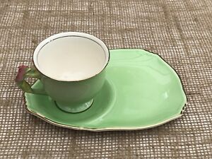 【送料無料】キッチン用品・食器・調理器具・陶器 アールデコロイヤルウィントングリムウェイドグリーンローズバッドカップケーキソーサーArt Deco Royal Winton Grimwades Green Rosebud Cup & Cake Saucer 5489