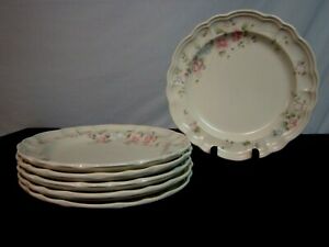 【送料無料】キッチン用品・食器・調理器具・陶器　ディナープレートのセット。ティーローズ。素晴らしい。Set of 6 Pfaltzgraff 10.25 Dinner Plates. Tea Rose. 1985-. NICE.