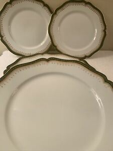 【送料無料】キッチン用品・食器・調理器具・陶器　グリーンゴールドリモージュプレートピトキンとブルックスフランスサイドサイドサラダGreen Gold Limoges Plates Pitkin and Brooks France Euc 2 Side 2 Salad｜hokushin
