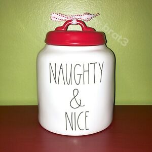 【送料無料】キッチン用品・食器・調理器具・陶器　新しいキャニスターレッドリッドクリスマスオンライン独占New RAE DUNN LL NAUGHTY & NICE Canister W/ Red Lid Christmas Online Exclusive