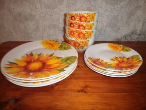 【送料無料】キッチン用品・食器・調理器具・陶器　新しいロイヤルノーフォークヒマワリディナーウェアセットディナープレートサイドプレートボウルNEW Royal Norfolk Sunflowers Dinnerware Set 12 Pc. Dinner Plate Side Plate Bo｜hokushin 21,456円