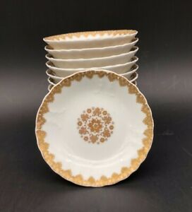 【送料無料】キッチン用品・食器・調理器具・陶器　●ハビランド・リモージュ・バター・パッツ、ゴールドホワイト、ミラーペック、年Set of 12 Haviland Limoges Butter Pats, Gold & White, Millar & Peck, 1896-19