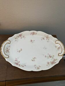 【送料無料】キッチン用品・食器・調理器具・陶器　ヴィンテージセオドアハビランドリモージュオーバルサービングディッシュピンクフローラルゴールドVintage Theodore Haviland Limoges Oval Serving/Dish 16”x11” Pink Floral Gol