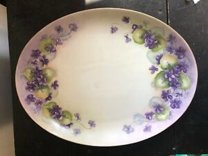 【送料無料】キッチン用品・食器・調理器具・陶器　ゴージャスなスミレッツ手描き磁器サービングプラッターアーティスト署名56 Gorgeous VIOLETS hand painted Porcelain Serving Platter ARTIST SIGNED｜hokushin 21,754円