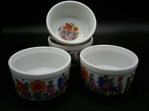 【送料無料】キッチン用品・食器・調理器具・陶器　ロイヤルクラウンパラダイスセットラメキンオーブンウェア花鳥ミッドセンチュリー4 Royal Crown PARADISE set Ramekin 33691 Ovenware floral bird mid century｜hokushin