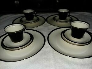 【送料無料】キッチン用品・食器・調理器具・陶器　アメリカンマナーチャイナエボニーセットカップソーサーズデザートプレートディナープレートAmerican Manor China Ebony Set 4 Cups 4 Saucers4 dessert plates 4 dinner plates