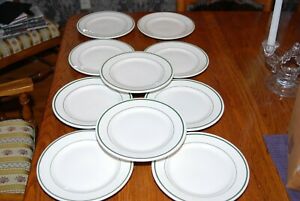 【送料無料】キッチン用品・食器・調理器具・陶器　ヴィンテージバッファロー中国グリーンストライプディナープレートのセットSet of 10 Vintage Buffalo China 9 Green Stripe Dinner Plates｜hokushin 21,456円