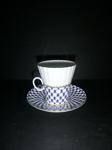 【送料無料】キッチン用品・食器・調理器具・陶器　ヴィンテージインペリアルロモノソフサンクトペテルブルクコバルトネットボーンチャイナティーカップソーサーVintage Imperial Lomonosov St. Petersburg Cobalt Net Bone China Tea Cup｜hokushin