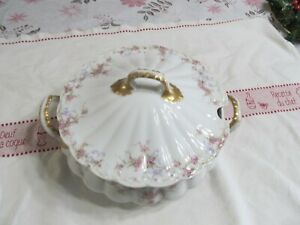 【送料無料】キッチン用品・食器・調理器具・陶器　セオドアハビランドリモージュフランスラージペデスタルスープチューリーンピンクフラワーTheodore Haviland Limoges France Large Pedestal Soup Tureen Pink Flowers .