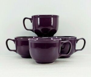 【送料無料】キッチン用品・食器・調理器具・陶器　ジャンボスープチリマグカップ桑紫新を設定します。set 4 JUMBO soup chili MUG CUP mulberry purple NEW FIESTA 180Z.