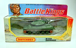 【送料無料】模型車 モデルカー マッチボックスバトルキングシェリダングリーンメタリックトップインボックスmatchbox battle king k109 m551 sheridan green metallic top in box｜hokushin