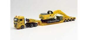 【送料無料】模型車 モデルカー ヘルパローリーリーバーレオンハルトワイスherpa 312301 man tgx xlx deep loading articulated lorry with excavator liebherr leonhard weiss
