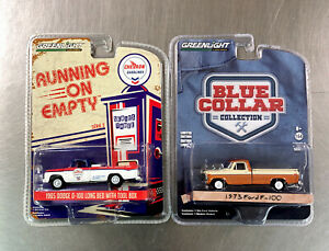 【送料無料】模型車 モデルカー グリーンライトダッジロングベッドツールボックスフォードロットgreenlight 1965 dodge d100 long bed wtool box amp; 1973 ford f100 lot of 2