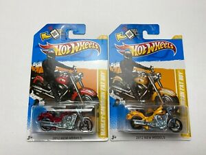 【送料無料】模型車 モデルカー ホットホイールモデルハーレーダビッドソンサイクルhot wheels 2012 models harley davidson fat boy red and yellow cycle