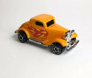 【送料無料】模型車 モデルカー ヴィンテージマテルマイクロホットホイールウィンドウフォードホットロッドオレンジvintage 1979 mattel micro hot wheels 3 window ‘32 ford hot rod orange w flames|hokushin