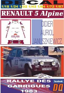【送料無料】模型車 モデルカー デカールルノーアルペンディディエオーリオールラリーデガリグdecal renault 5 alpine didier auriol rally des garrigues 1983 01