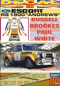 【送料無料】模型車 モデルカー デカールフォードエスコートブルックスアイルランドdecal ford escort rs 1800 mkii r brookes c of ireland 1979 dnf 01