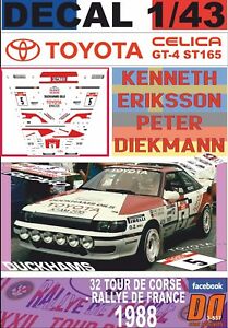 【送料無料】模型車 モデルカー デカールトヨタセリカエリクソンデコルスdecal 143 toyota celica gt4 k eriksson t de corse 1988 6th 01