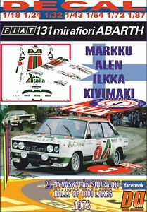 【送料無料】模型車 モデルカー デカールフィアットアバルトマルクアレンdecal fiat 131 abarth markku alen 1000 lakes r 1978 winner 01