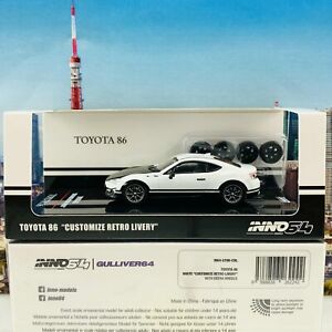 【送料無料】模型車 モデルカー ホワイトレトロリバリーカスタマイズエクストラホイールinno64 164 toyota 86 white customize retro livery w extra wheels in64gt86