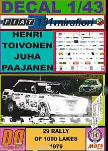 【送料無料】模型車 モデルカー デカールフィアットアバルトトイヴォネンdecal 143 fiat 131 abarth h toivonen 1000 lakes 1979 light 01
