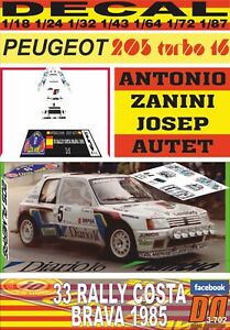 【送料無料】模型車 モデルカー デカールプジョーターボザニニコスタブラバdecal peugeot 205 turbo 16 a zanini r costa brava 1985 dnf 01｜hokushin