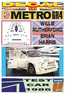 【送料無料】模型車 モデルカー デカールメトロテストカーウィリーラザフォードブライアンハリスdecal mg metro 6r4 test car 1986 willie rutherford brian harris 01｜hokushin