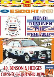 【送料無料】模型車 モデルカー デカールフォードエスコートアンリトイヴォネンアイルランドdecal ford escort rs 1800 mkii henri toivonen c of ireland 1979 dnf 01