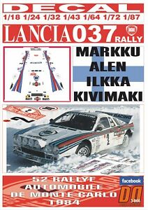 【送料無料】模型車 モデルカー デカールランチアラリーアレンモンテカルロdecal lancia 037 rally m alen r montecarlo 1984 8th 01