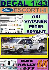 【送料無料】模型車 モデルカー デカールフォードエスコートアリバタネンラックラリーdecal 143 ford escort rs 1800 mk ii ari vatanen rac rally 1977 01