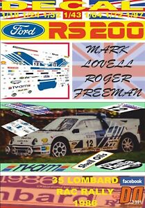 【送料無料】模型車 モデルカー デカールフォードラブルラヴルラッキdecal ford rs200 m lovell rac r dnf 1986 01