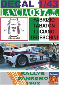 【送料無料】模型車 モデルカー デカールランチアラリータバトンサンレモdecal 143 lancia 037 rally ftabaton r sanremo 1982 dnf 06