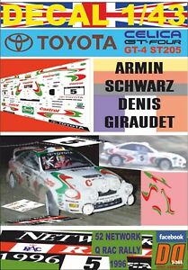 【送料無料】模型車 モデルカー デカールトヨタセリカアルミンシュワルツdecal 143 toyota celica st205 armin schwarz rac 1996 winner 06