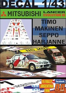 【送料無料】模型車 モデルカー デカールランサーマキネンアルゼンチンdecal 143 mitsubishi lancer evo iii tmakinen rargentina 1996 winner 06 12,432円