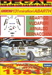 【送料無料】模型車 モデルカー デカールフィアットアバルトレースdecal fiat 131 abarth avudafieri rsol race 1981 winner 06