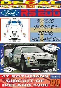 【送料無料】模型車 モデルカー デカールフォードグランデルオブアイルランドdecal ford rs200 kgrundel cof ireland 1986 dnf 06｜hokushin