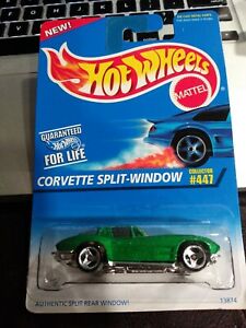 【送料無料】模型車 モデルカー ホットホイールコルベットスプリットウィンドウスポークhot wheels corvette splitwindow 3 spoke 447 green 1995